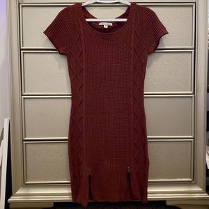Red sweater dress with side zippers. Size medium. From Moral Fiber
